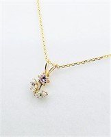 10KT Yellow Gold CZ  (0.30ct) Flower Pendant and