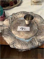 SILVERPLATE PLATTER AND SMALL CUP