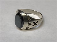 Sterling Ring Black Onyx? Marked Sterling..Indian?