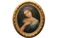 Portrait of a Lady, 19th C. Beauty, Oil on Board