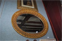 30"X36" Oval Ornate Gilt Framed Parlor Mirror