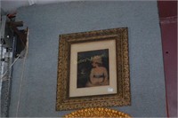 Architectural Framed Lithograph Of Young Girl