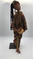 **african Art Plush Doll On Stand W/ Paper Maiche