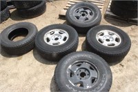 (5) Assorted Tires on Chevy 6 Bolt Rims
