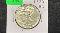 1945 BU Silver Walking Liberty Half Dollar