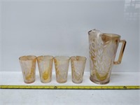 vintage pitcher with 4 glasses
