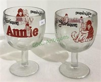 Two the Harlequin Annie vintage glasses