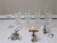 WINE GLASSES, CORK SCREWS, AND WINE BOTTLE CORK