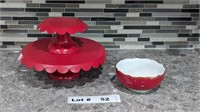 2 TIER PASTRY PLATE AND HOLIDAY BOWL