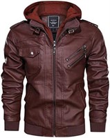 HIJEWE Men’s Faux Leather Jacket Bomber PU Vintage