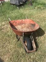 Old Metal Wheel Barrel / GREAT Planter / Works
