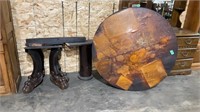 4 foot wooden heavy vintage table