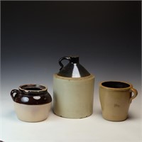 Antique crocks and a jug