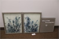 (2) Framed Canvas Flower Paintings