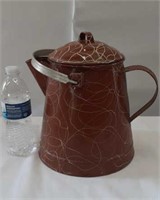 Enamel covered coffee pot colombium caddy, Brown