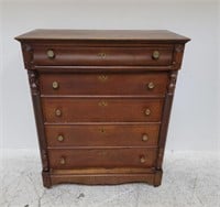 Antique tiger oak high boy dresser with bottom