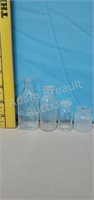4 vintage clear unmarked glass bottles
