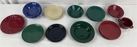 Stoneware Bowls & Saucers, Various Colors, 25pc