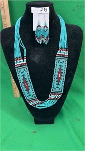 Fine turquoise necklace with matching earrings