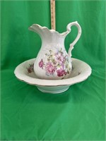 Antique porcelain pitcher and bowl