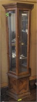 Vtg. 72" wood and glass mirror backed display