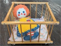 Doll crib 17"x17"x11" and ragged Ann doll