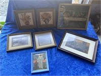 Cross stitch pics, last supper, & other framed
