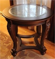 Round Glass Insert Side Table - Ashley "Signature"
