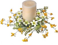 10 Inch Spring Daisy and Buttercup Candle Ring