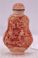 HAND CARVED ORIENTAL PERFUME BOTTLE - 3" TALL