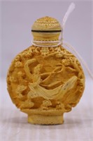 HAND CARVED ORIENTAL PERFUME BOTTLE - 2 1/2" TALL