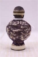 HAND CARVED ORIENTAL PERFUME BOTTLE - 2 1/2" TALL