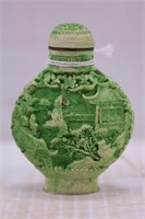 HAND CARVED ORIENTAL PERFUME BOTTLE - 2 1/2" TALL