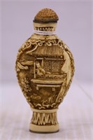 HAND CARVED ORIENTAL PERFUME BOTTLE - 3" TALL