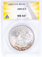 Coin 1883-O  Morgan Silver Dollar ANACS MS63