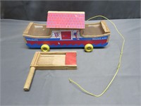 Lot of 2 Vintage Wooden Toys Clacker Boat