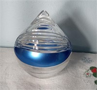 Blue clear swirl candy dish