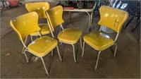 RETRO YELLOW TABLE AND CHAIRS NO CONTENTS OF