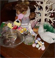 Easter decorations including bunny on the nest