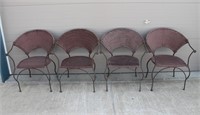 (4) Iron Frame Wicker Patio Chairs