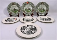 4 Hunt plates - Royal Cauldon, 9.5" dia. / 3 Spode