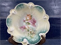 ANTIQUE SIGNED RS PRUSSIA ROSES LARGE BOWL