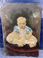 ANTIQUE COLORED TIN TYPE LARGE PHOTO