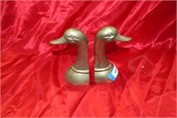 PAIR OF BRASS DUCK HEADS