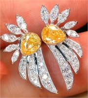 1.2ct Natural Yellow Diamond 18Kt Gold Earrings