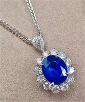 3.2ct Royal Blue Sapphire 18Kt Gold Pendant