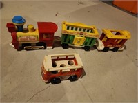 Vintage Fisher Price Circus Train and Minibus