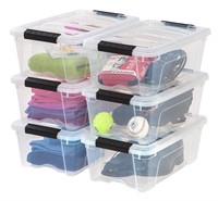 12 Quart Stackable Plastic Storage Bins, 6 PACK