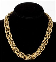 Vintage 18K Yellow Gold Long Link Chain Necklace