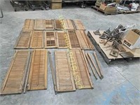 Copper or brass lights, wooden shutters, legs